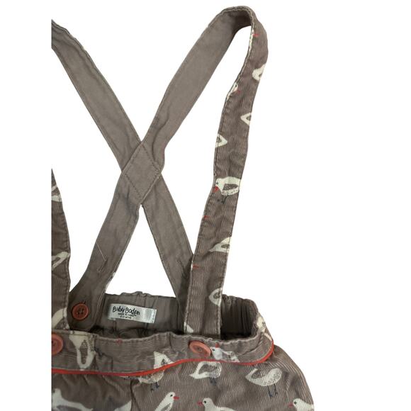 Baby Boden Boy Girl 6-12 Mo Gray Corduroy Seagull Bird Print Overalls Shorts Bib - Picture 3 of 6